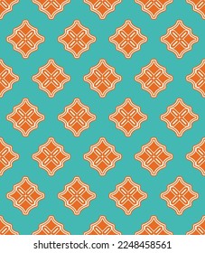 Abstract Decorative Geometric Diamonds Tile Style Interior Concept Cross Trendy Fashion Colors Perfect for Allover Fabric Print or Wrapping Paper Tiffany Blue Coral Tones