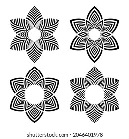 Abstract decorative geometric floral patterns. Vector art.