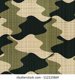 Abstract decorative geometric  shapes printed on textured linen canvas fabric background. Seamless pattern. Vector.