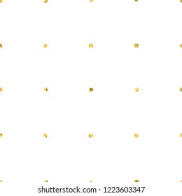 Abstract decorative golden confetti. Hand-drawn seamless gold vector pattern. Abstract texture with paint circles on white. Seamless repeatable doodle style design.