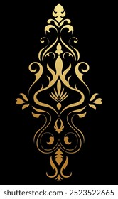  Abstract decorative graphic element, golden, luxury, on isolated background.