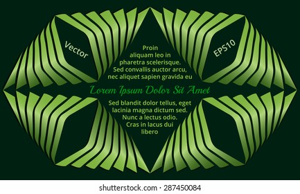 Abstract decorative green gradient landscape rhombus frame text template on dark green background