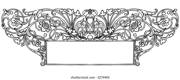 abstract decorative header abstract vegetation flower branch foliage edge leaf old elderly ornate beauty silhouette art curve flag graphic graphical visual detailed curled flowery mature conceptual re