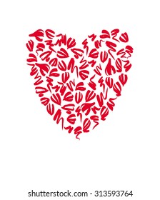 Abstract decorative heart with hand drawn elements for crafts invitation and thank you card