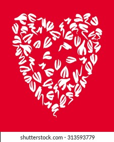 Abstract decorative heart with hand drawn elements for crafts invitation card
