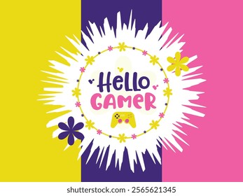 Abstract decorative hello gamer t-shirt design sublimation art