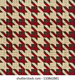 Abstract decorative hounds tooth check fabric textured background. Seamless pattern. Vector.