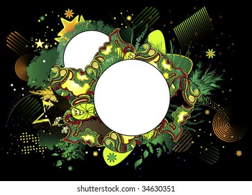 Abstract decorative illustration with hand drawn pieces