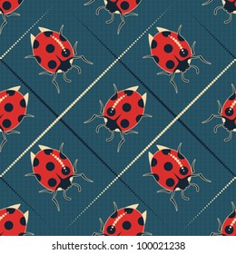Resumen decorativo ladybugs. Patrón sin foco. Vector.
