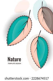 Abstract decorative leaves, modern cover design. Vector illustration