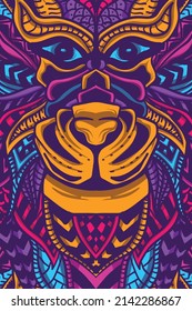ilustración de cierre de cara de león decorativo abstracto