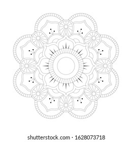 Abstract Decorative Mandala for Coloring Book. Line Style. Black and White