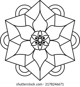 Abstract Decorative Mandala for Coloring Book. Line Style. Black and White