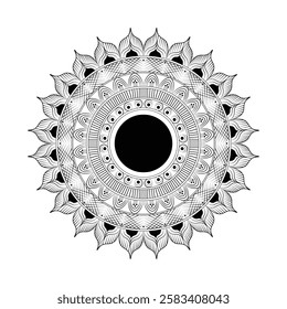 Abstract decorative mandala line art on white background
