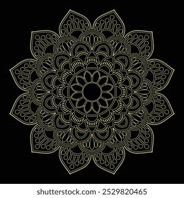 Abstract decorative mandala on Black background