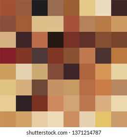 Abstract decorative modern background with simple squares in brown shades. Blur seamless trendy pattern - pixel design.