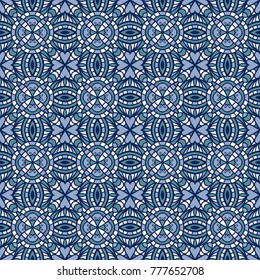 Abstract decorative mosaic seamless pattern. Retro nouveau background, wallpaper, backdrop.