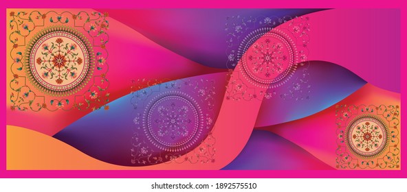 abstract decorative mughal motif   stole background design 