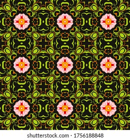 Resumen de textura decorativa multicolor de patrón caleidoscópico computador generado por el diseño fractal.