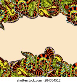 Abstract decorative nature frame, background.  Vector illustration