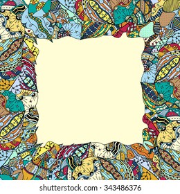 Abstract decorative nature frame, background.  Vector illustration