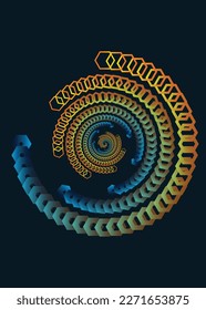 Abstract Decorative Ornament of Circle also Polygon with Color Gradation in Spiral Design for Wallpaper, Pattern, Icon, Logo.