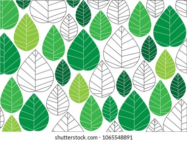 Abstract decorative ornamental leaves pattern. - Spring, Formal Garden, Season, Single Line