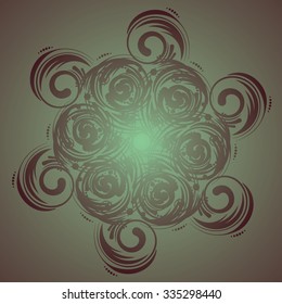Abstract decorative ornamental round floral pattern background.