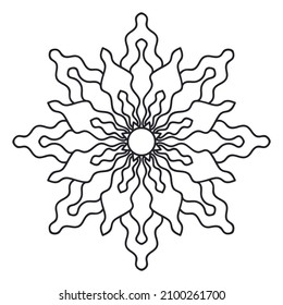 abstract decorative outline mandala, coloring floral vector background 