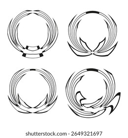 Abstract decorative ovals. Ornate border elements. Stylized frame patterns. Vector artistic collection.
