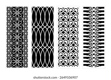 Abstract Decorative Panels With Floral Geometric And Swirl Pattern Designs For Cutting