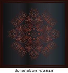 abstract decorative pattern asymmetrical floral vintage decor on a dark background in frame