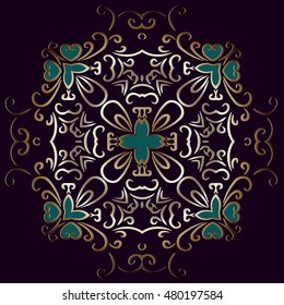 abstract decorative pattern asymmetrical floral vintage decor on a dark background i