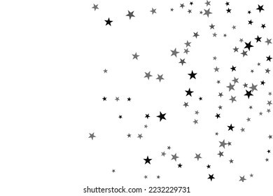 Abstract decorative pattern. Beautiful realistic banner with silver star of confetti on white background. Greeting card template. White background. Realistic vector illustration. 
