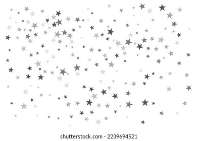 Patrón decorativo abstracto. Hermosa pancarta realista con una estrella plateada de confeti de fondo blanco. Plantilla de tarjeta de felicitación. Fondo blanco. Ilustración vectorial realista. 