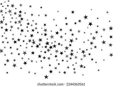 Abstract decorative pattern. Beautiful realistic banner with silver star of confetti on white background. Greeting card template. White background. Realistic vector illustration. 