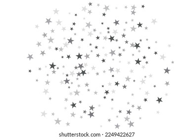 Abstract decorative pattern. Beautiful realistic banner with silver star of confetti on white background. Greeting card template. White background. Realistic vector illustration. 