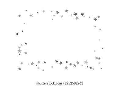 Abstraktes dekoratives Muster. Schönes realistisches Banner mit silbernem Stern von Konfetti auf weißem Hintergrund. Grußkartenvorlage. Weißer Hintergrund. Realistische Vektorgrafik. 