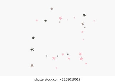 Abstract decorative pattern. Beautiful realistic banner with silver star of confetti on white background. Greeting card template. White background. Realistic vector illustration. 