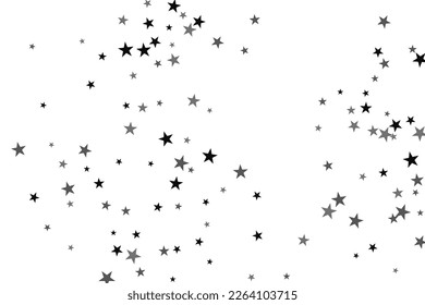 Patrón decorativo abstracto. Hermosa pancarta realista con una estrella plateada de confeti de fondo blanco. Plantilla de tarjeta de felicitación. Fondo blanco. Ilustración vectorial realista. 
