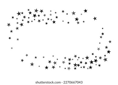 Abstract decorative pattern. Beautiful realistic banner with silver star of confetti on white background. Greeting card template. White background. Realistic vector illustration. 