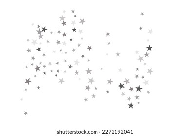 Abstract decorative pattern. Beautiful realistic banner with silver star of confetti on white background. Greeting card template. White background. Realistic vector illustration. 