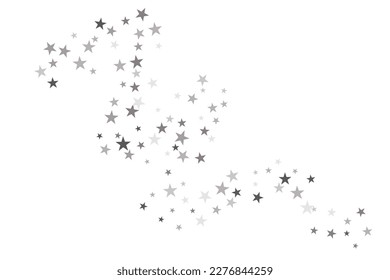 Abstract decorative pattern. Beautiful realistic banner with silver star of confetti on white background. Greeting card template. White background. Realistic vector illustration. 