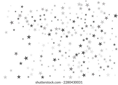 Patrón decorativo abstracto. Hermosa pancarta realista con una estrella plateada de confeti de fondo blanco. Plantilla de tarjeta de felicitación. Fondo blanco. Ilustración vectorial realista. 