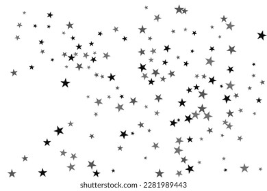 Abstract decorative pattern. Beautiful realistic banner with silver star of confetti on white background. Greeting card template. White background. Realistic vector illustration. 