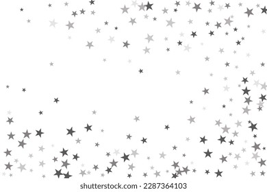 Abstract decorative pattern. Beautiful realistic banner with silver star of confetti on white background. Greeting card template. White background. Realistic vector illustration. 