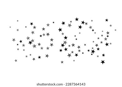 Abstract decorative pattern. Beautiful realistic banner with silver star of confetti on white background. Greeting card template. White background. Realistic vector illustration. 