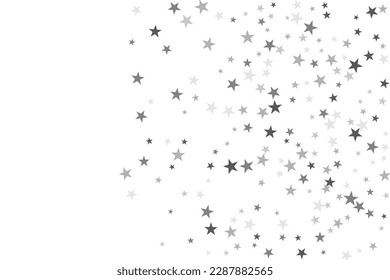 Patrón decorativo abstracto. Hermosa pancarta realista con una estrella plateada de confeti de fondo blanco. Plantilla de tarjeta de felicitación. Fondo blanco. Ilustración vectorial realista. 