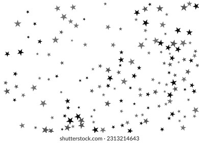 Patrón decorativo abstracto. Hermosa pancarta realista con una estrella plateada de confeti de fondo blanco. Plantilla de tarjeta de felicitación. Fondo blanco. Ilustración vectorial realista. 