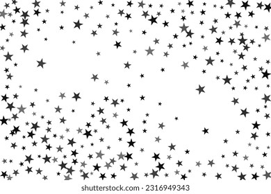 Patrón decorativo abstracto. Hermosa pancarta realista con una estrella plateada de confeti de fondo blanco. Plantilla de tarjeta de felicitación. Fondo blanco. Ilustración vectorial realista. 
